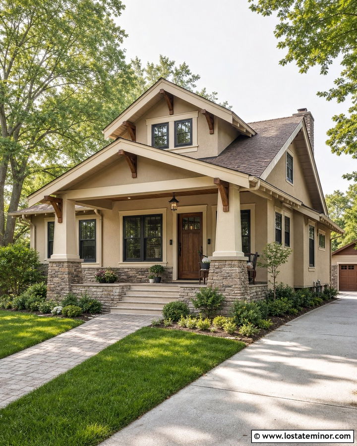 Beige Craftsman House With Wainscoting - 30 Beige House Design With Wainscoting Ideas