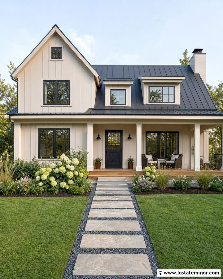 Beige Farmhouse With Black Dutch Door - 30 Beige House Design With Dutch Door Ideas