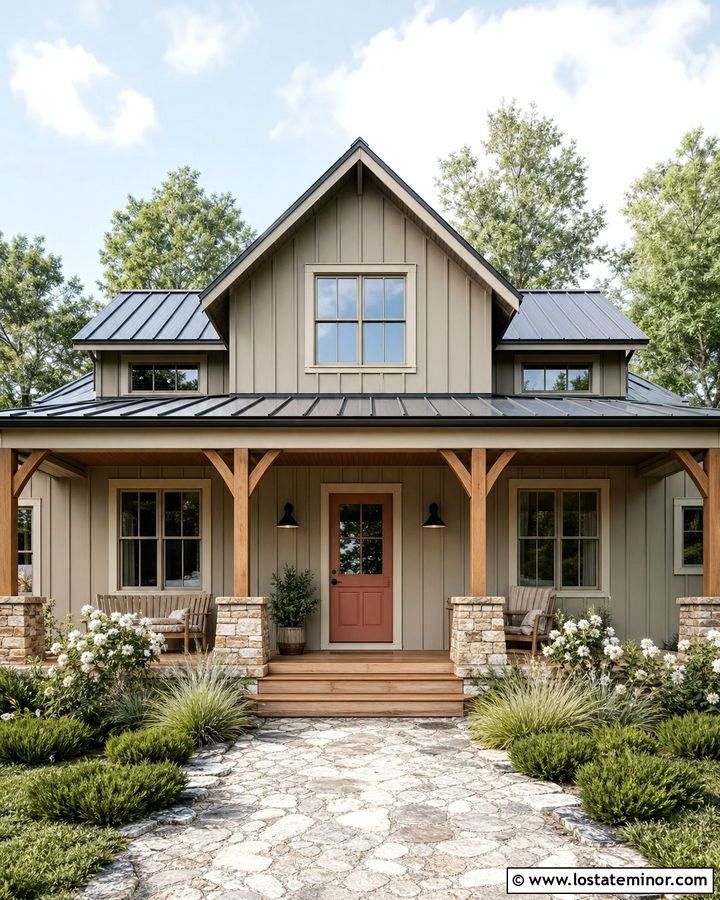 Beige Farmhouse With Terracotta Dutch Door - 30 Beige House Design With Dutch Door Ideas