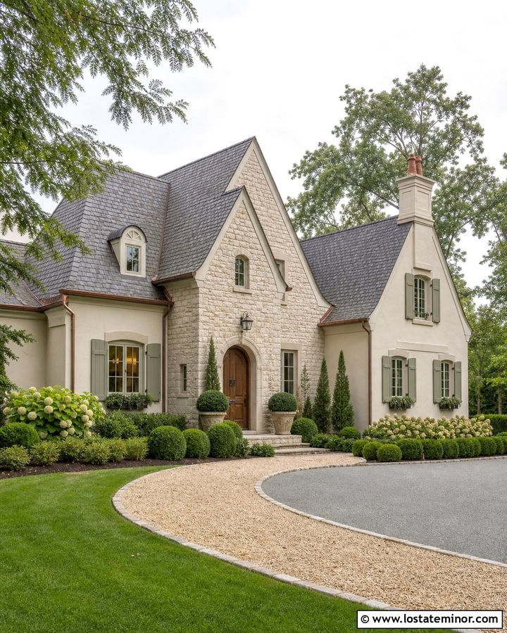 Beige French Country House With Gables - 30 Beige House Design With Gables Ideas