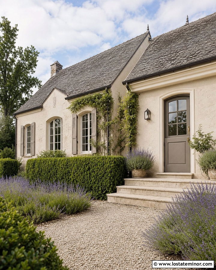 Beige French Country House With Gray Dutch Door - 30 Beige House Design With Dutch Door Ideas