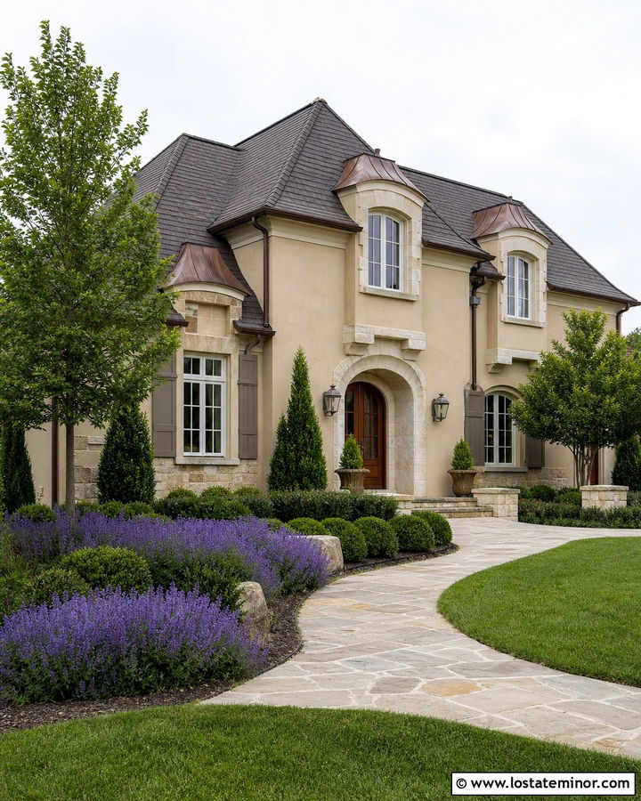Beige French Country House With Hipped Dormers - 30 Beige House Design With Dormers Ideas