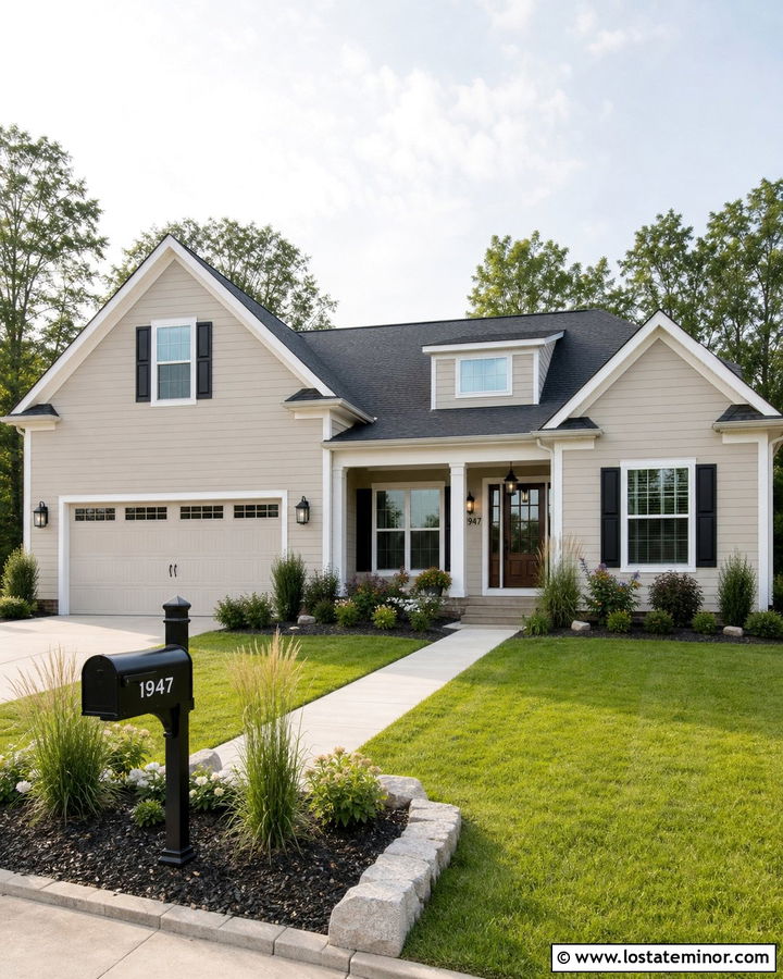Beige House With Address Mailbox - 30 Beige House Design With House Numbers Ideas