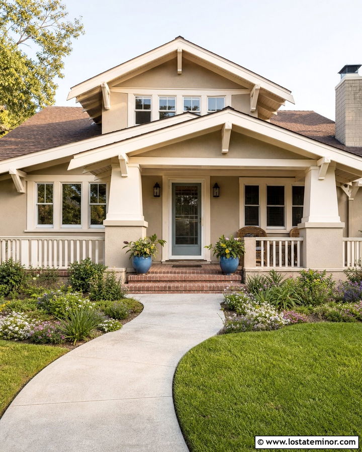 Beige House With Almond Storm Door - 30 Beige House Design With Storm Door Ideas