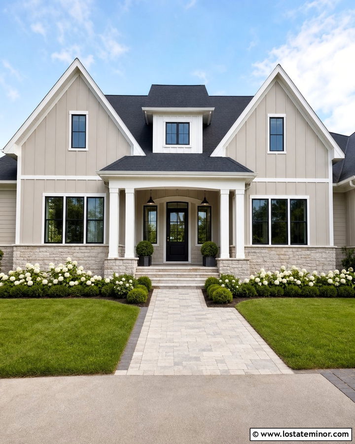 Beige House With Black Front Door - 30 Beige House Design With Front Door Ideas
