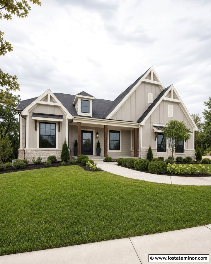 Beige House With Black Front Door - 30 Beige House Design With Entry Door Ideas