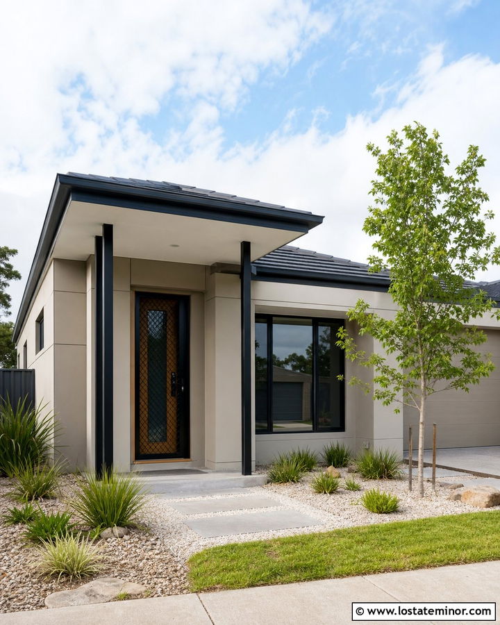 Beige House With Black Mesh Security Door - 30 Beige House Design With Screen Door Ideas