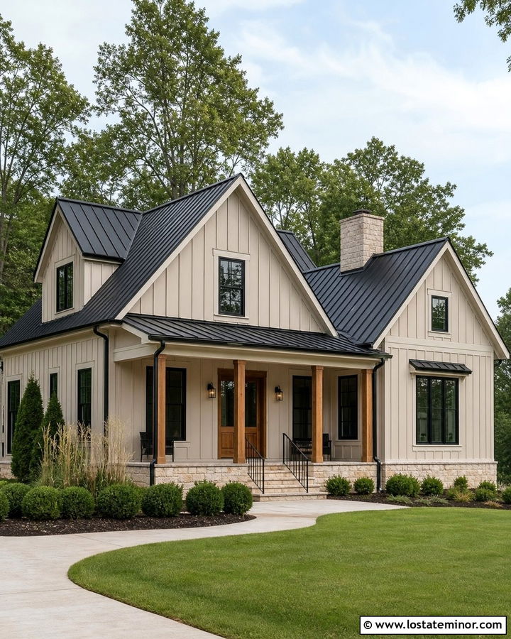 Beige House With Black Roof - 30 Beige House Design With Roof Ideas