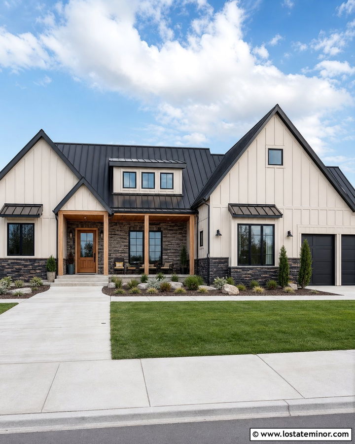 Beige House With Black Stone Wainscoting - 30 Beige House Design With Wainscoting Ideas