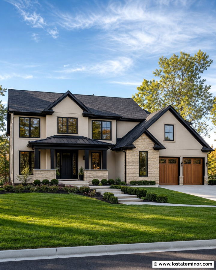 Beige House With Black Trim - 30 Beige House Design With Trim Ideas