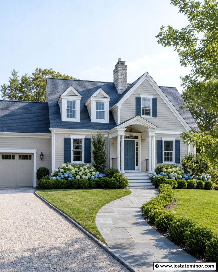 Beige House With Blue Gray Roof - 30 Beige House Design With Roof Ideas