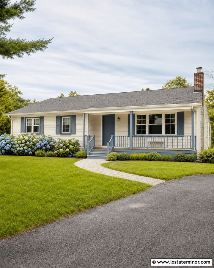 Beige House With Blue Gray Trim - 30 Beige House Design With Trim Ideas