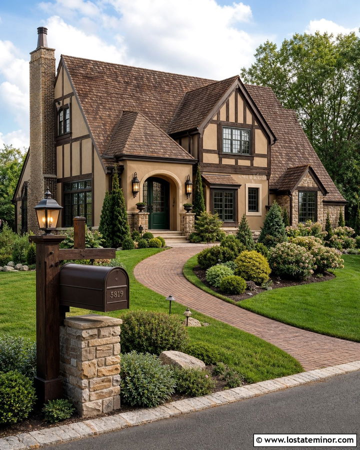 Beige House With Bronze Mailbox - 30 Beige House Design With Mailbox Ideas