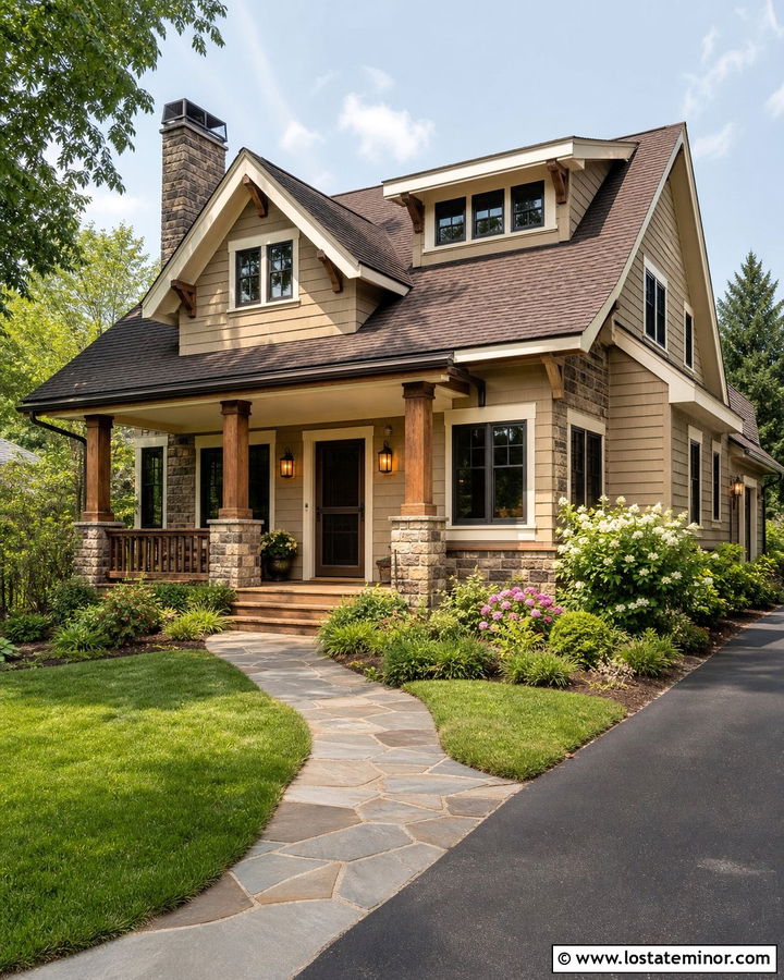 Beige House With Bronze Retractable Screen Door - 30 Beige House Design With Storm Door Ideas