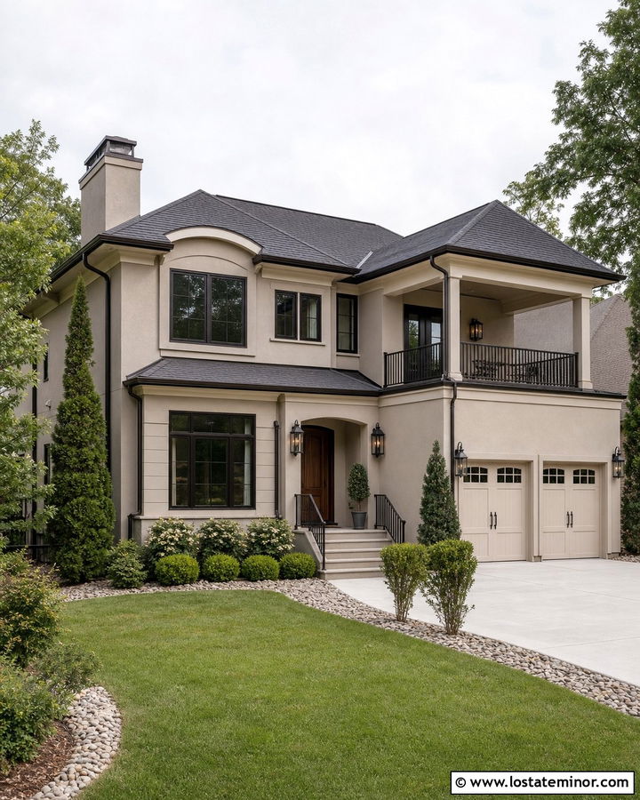 Beige House With Bronze Windows - 30 Beige House Design With Accents Ideas