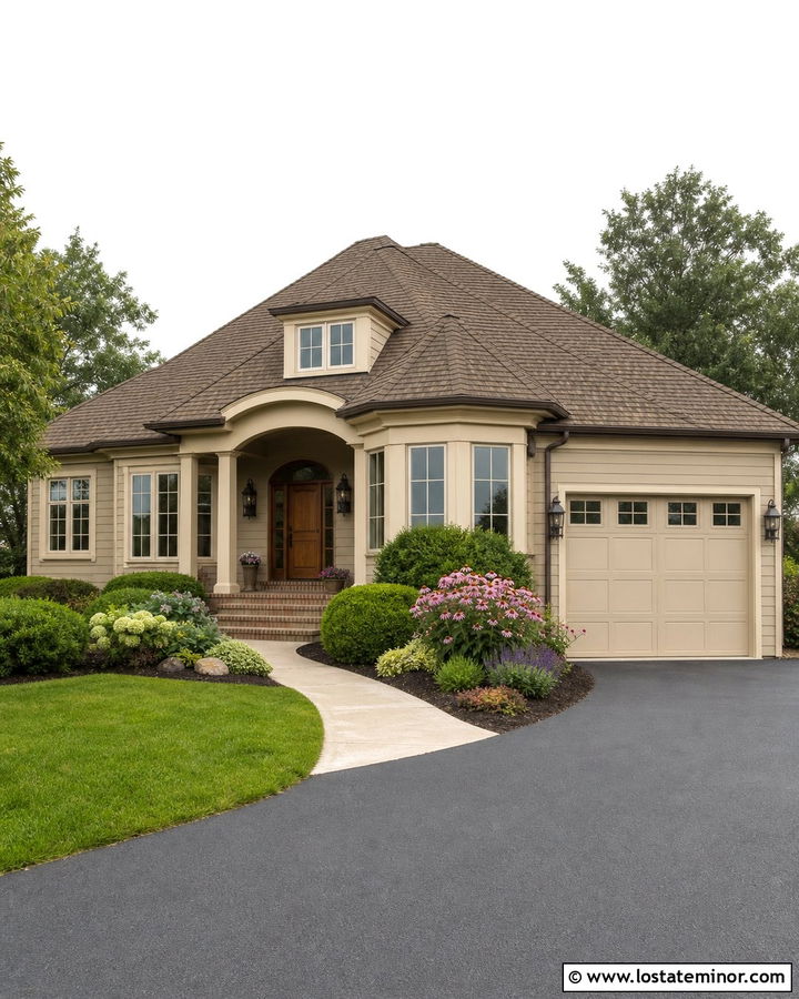 Beige House With Brown Architectural Shingles - 30 Beige House Design With Shingles Ideas