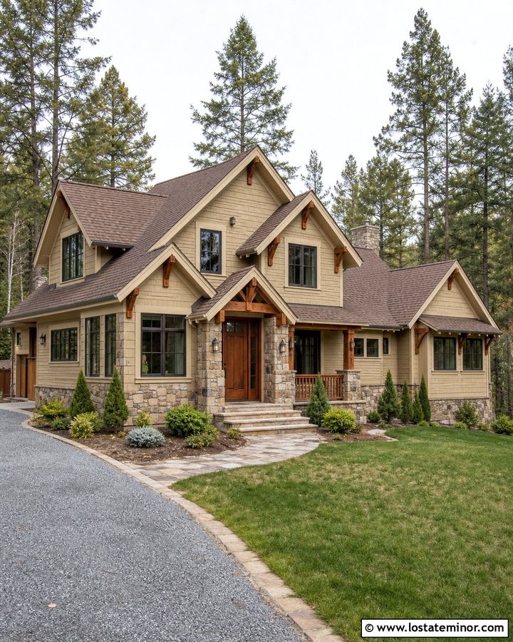 Beige House With Brown Roof Gables - 30 Beige House Design With Gables Ideas