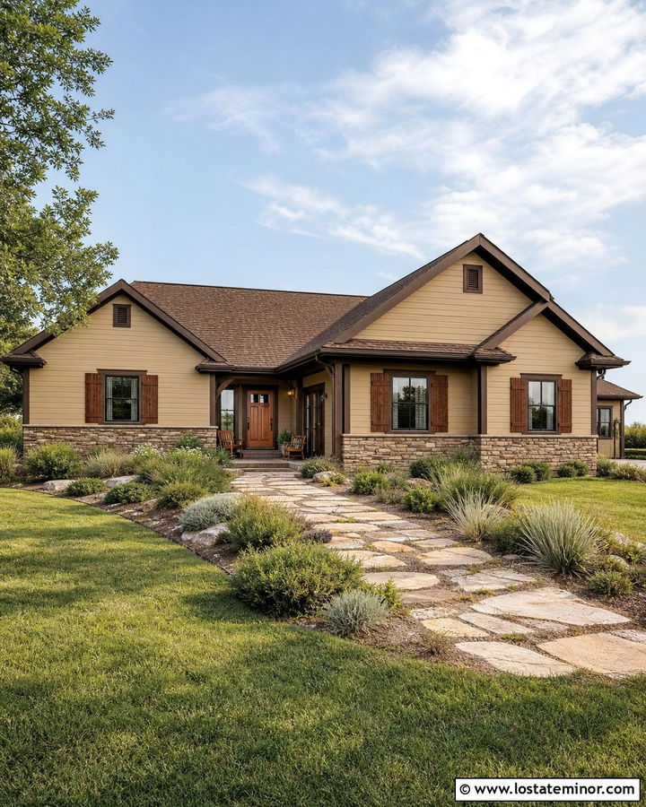 Beige House With Brown Trim - 30 Beige House Design With Trim Ideas