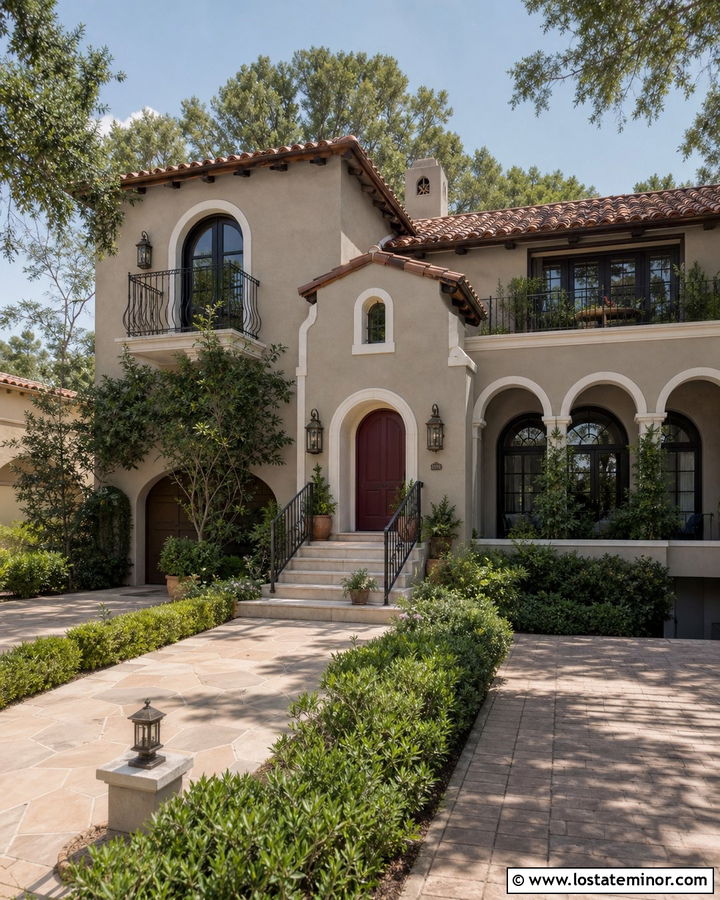 Beige House With Burgundy Front Door - 30 Beige House Design With Front Door Ideas