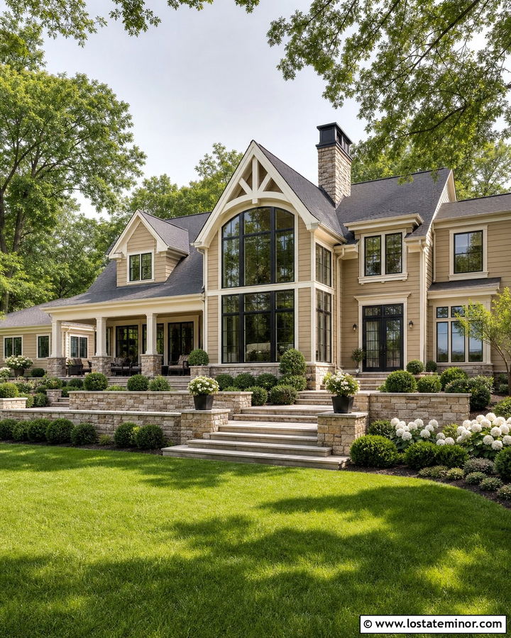 Beige House With Cathedral Roof Sunroom - 30 Beige House Design With Sunroom Ideas