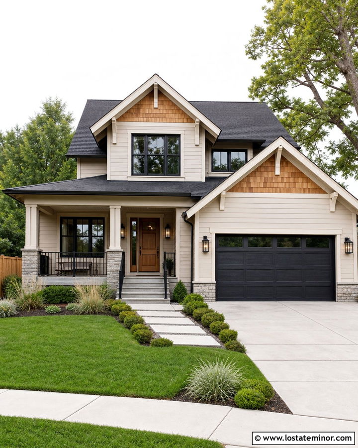 Beige House With Cedar Shake And Black Windows - 30 Beige House Design With Cedar Shake Ideas