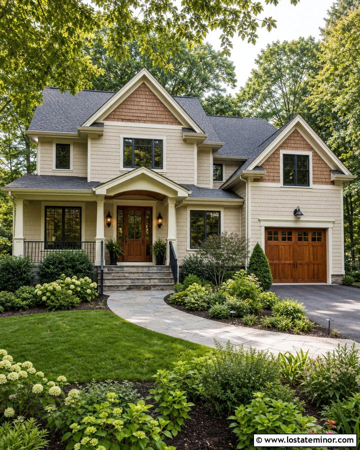 Beige House With Cedar Shake Gables - 30 Beige House Design With Gables Ideas