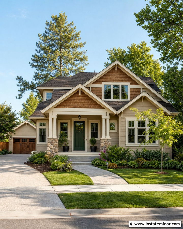 Beige House With Cedar Shake Shingles - 30 Beige House Design With Shingles Ideas