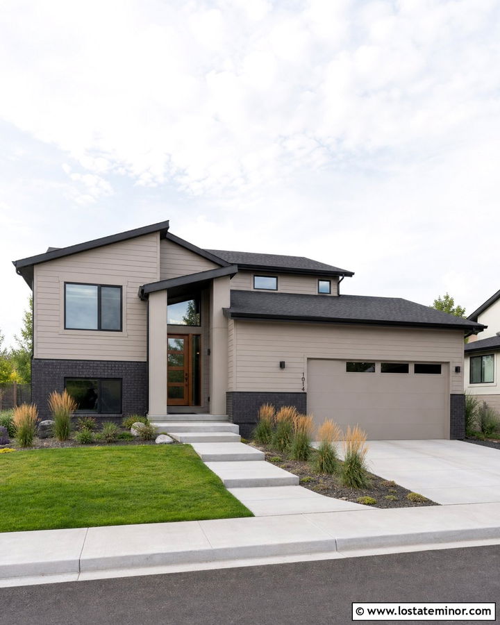 Beige House With Charcoal Brick Wainscoting - 30 Beige House Design With Wainscoting Ideas
