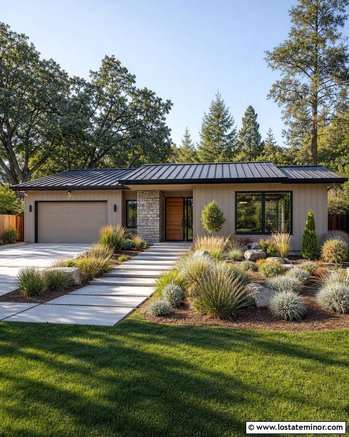 Beige House With Charcoal Shed Roof - 30 Beige House Design With Roof Ideas