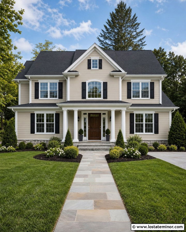 Beige House With Charcoal Shingles - 30 Beige House Design With Shingles Ideas