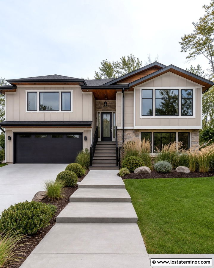 Beige House With Charcoal Storm Door - 30 Beige House Design With Storm Door Ideas