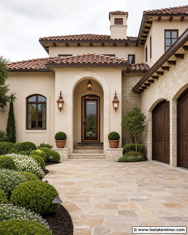 Beige House With Copper Tone Storm Door - 30 Beige House Design With Storm Door Ideas