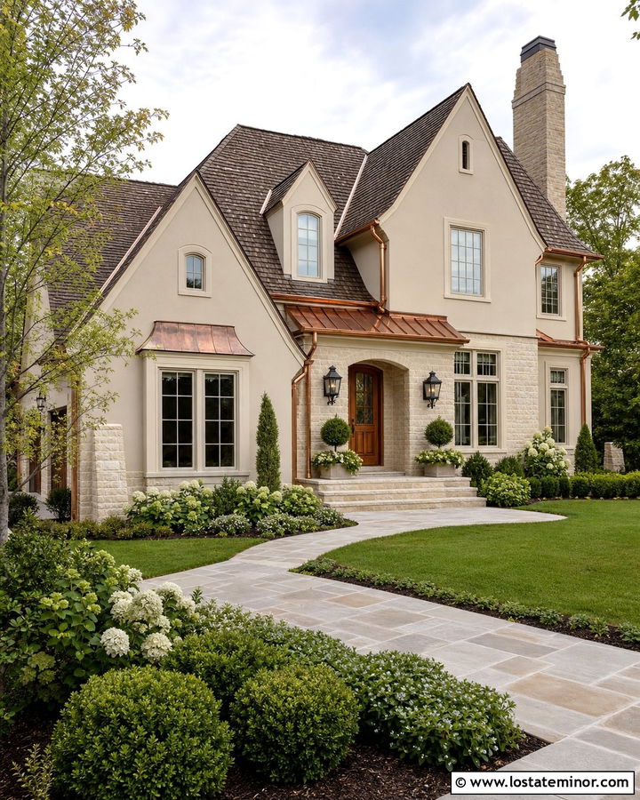 Beige House With Copper Trim - 30 Beige House Design With Trim Ideas