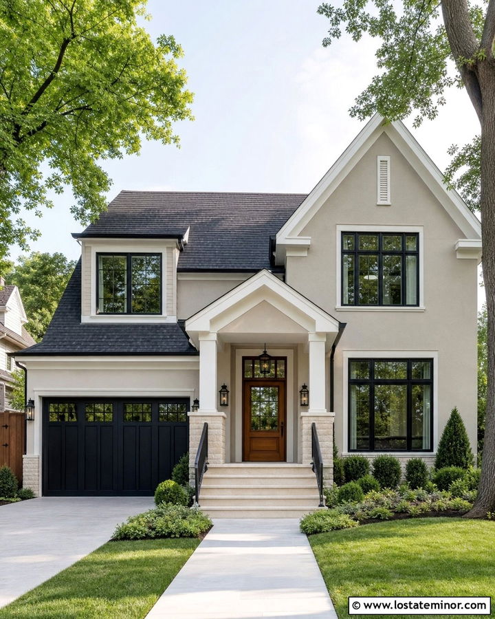 Beige House With Covered Front Steps - 30 Beige House Design With Steps Ideas