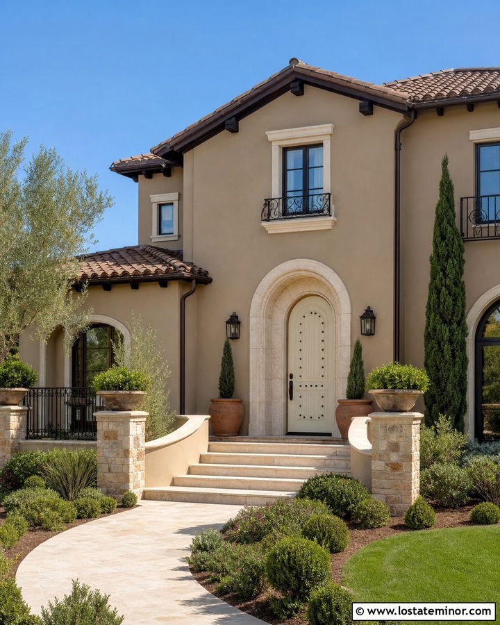 Beige House With Cream Front Door - 30 Beige House Design With Entry Door Ideas