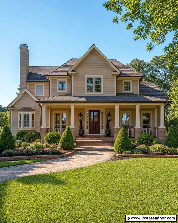Beige House With Cream Trim And Brown Shingles - 30 Beige House Design With Shingles Ideas
