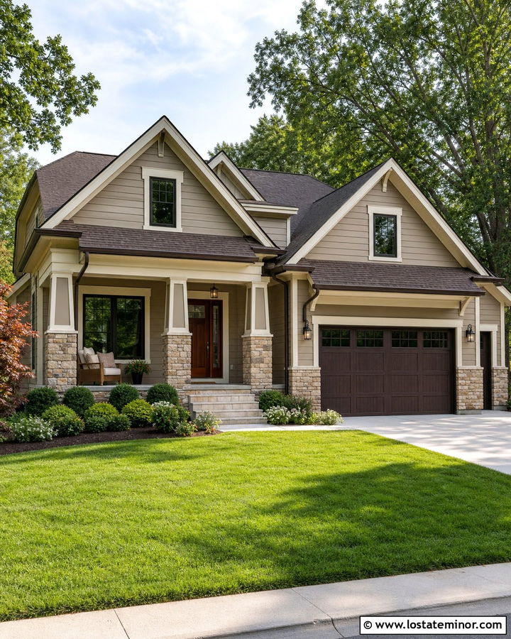 Beige House With Cultured Stone Wainscoting - 30 Beige House Design With Wainscoting Ideas