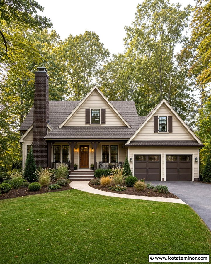 Beige House With Dark Brown Chimney - 30 Beige House Design With Chimney Ideas