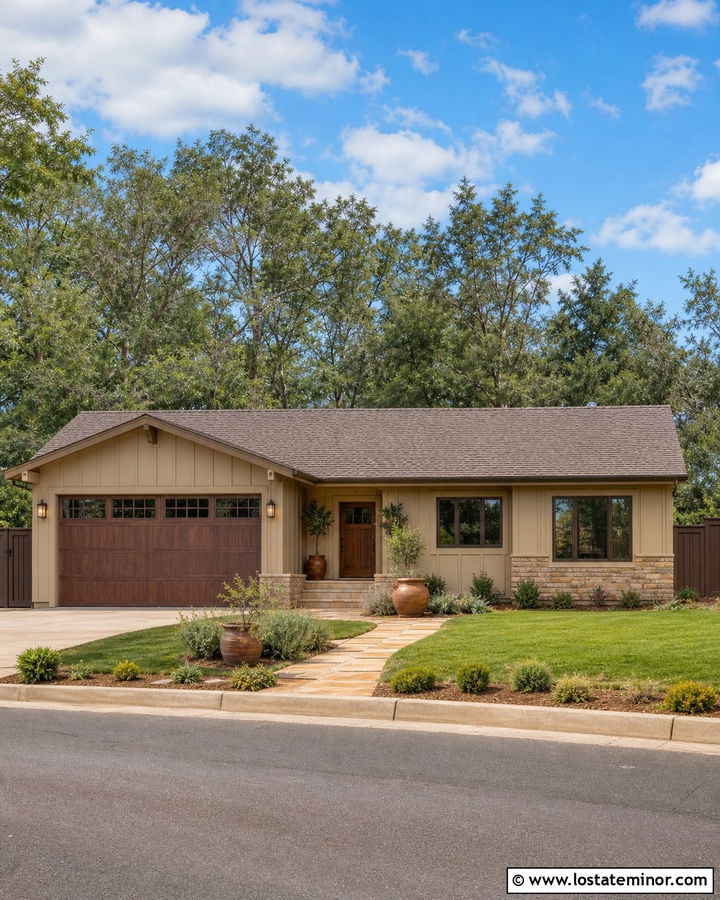 Beige House With Dark Brown Fence - 30 Beige House Design With Fence Ideas