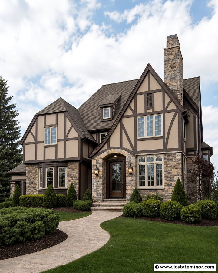 Beige House With Dark Brown Storm Door - 30 Beige House Design With Storm Door Ideas