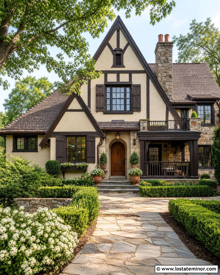 Beige House With Dark Brown Trim - 30 Beige House Design With Accents Ideas