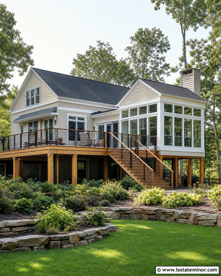 Beige House With Deck And Sunroom - 30 Beige House Design With Sunroom Ideas