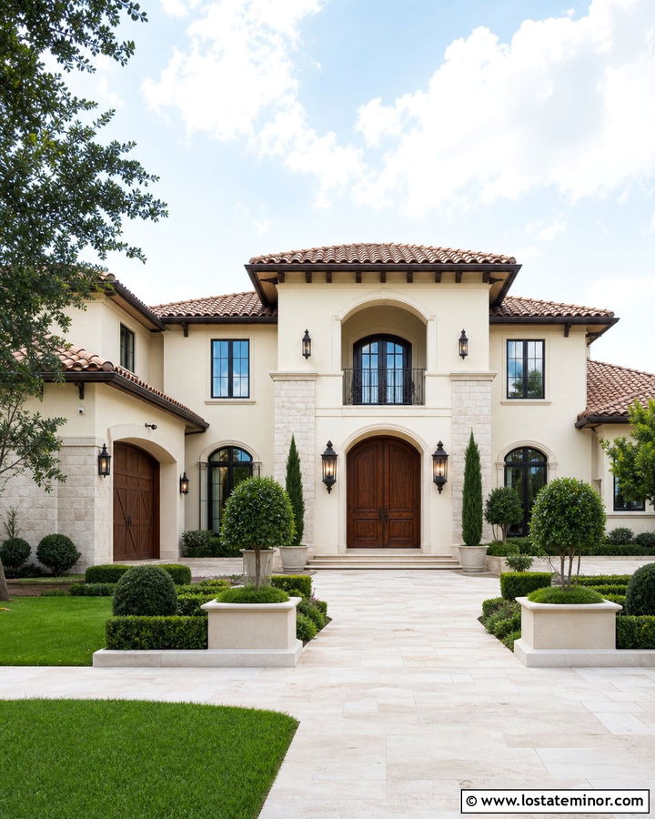 Beige House With Double Front Doors - 30 Beige House Design With Front Door Ideas
