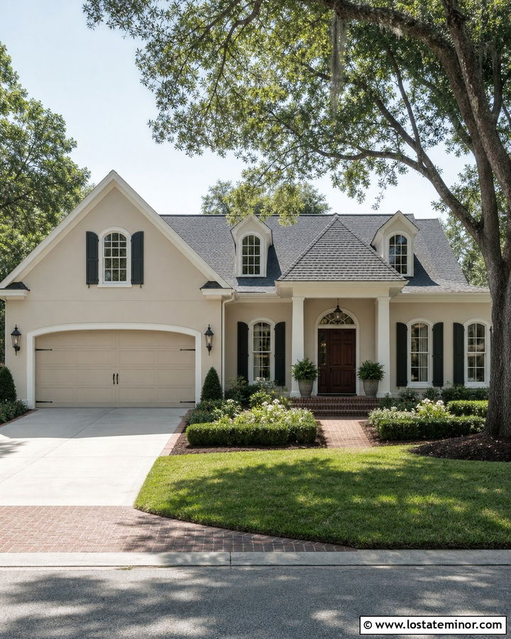 Beige House With Driveway Apron - 30 Beige House Design With Driveway Ideas
