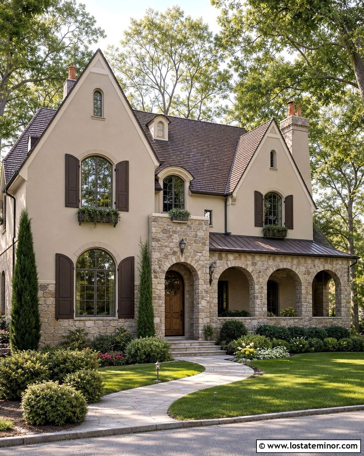 Beige House With Fieldstone Wainscoting - 30 Beige House Design With Wainscoting Ideas