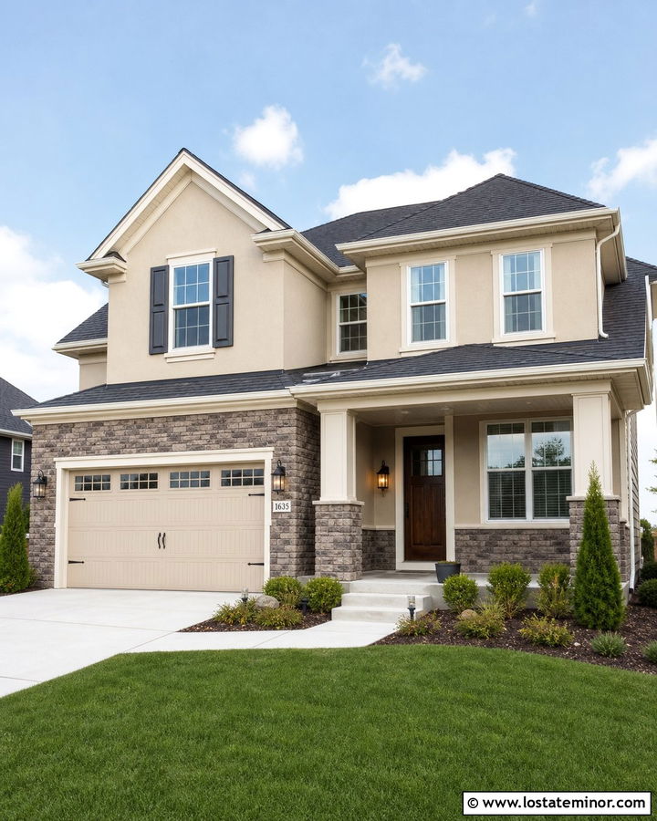 Beige House With Garage Wainscoting - 30 Beige House Design With Wainscoting Ideas