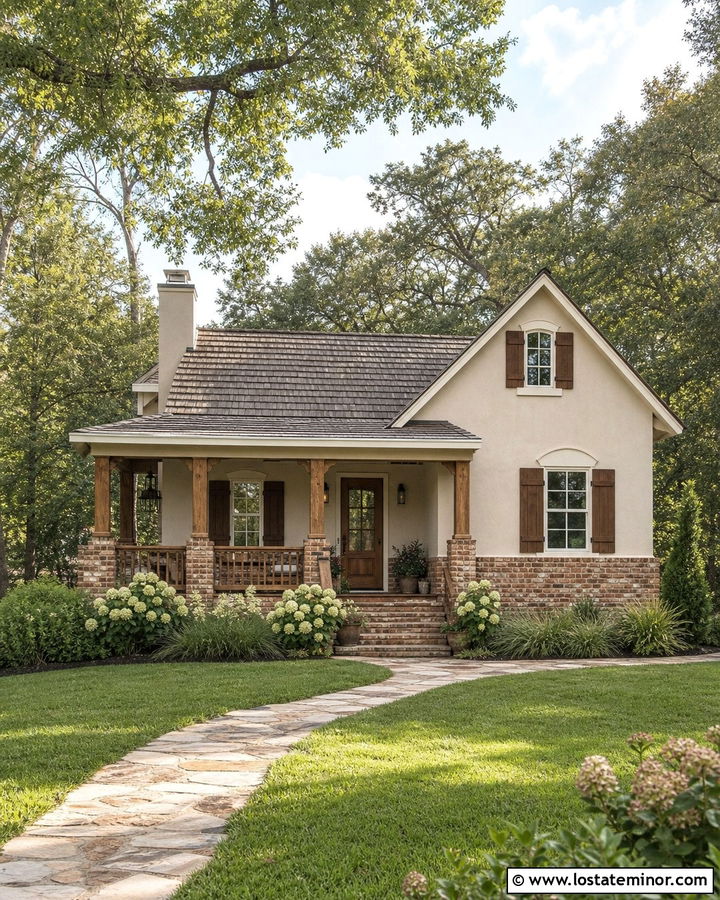 Beige House With German Smear Brick Wainscoting - 30 Beige House Design With Wainscoting Ideas