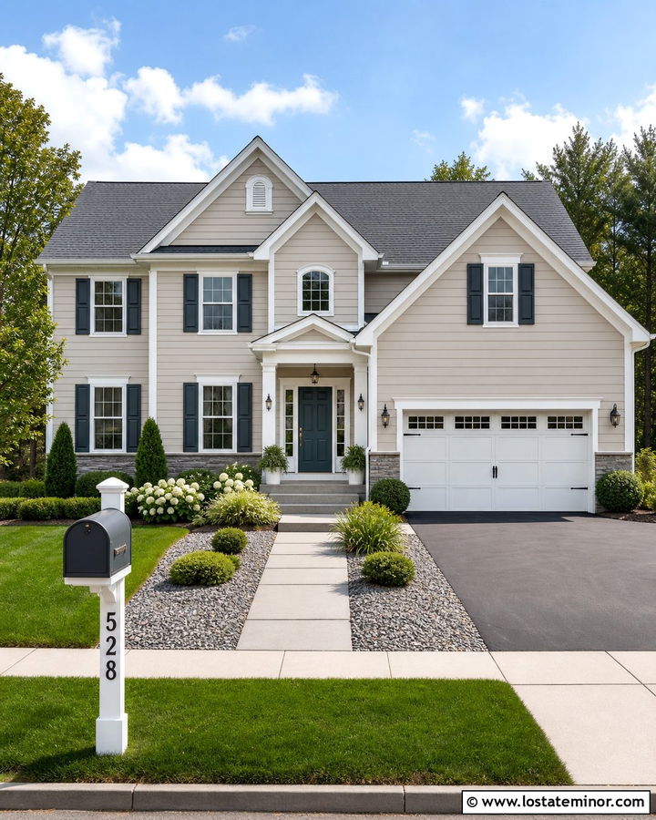 Beige House With Gray Mailbox - 30 Beige House Design With Mailbox Ideas
