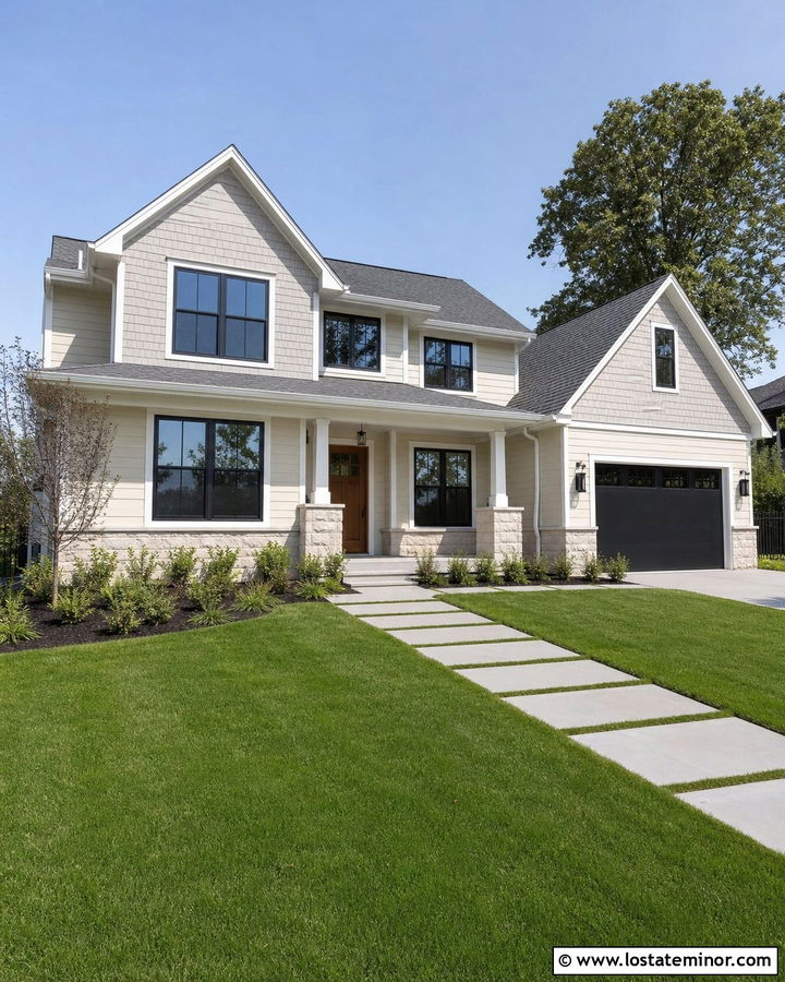 Beige House With Gray Shingle Siding - 30 Beige House Design With Shingles Ideas