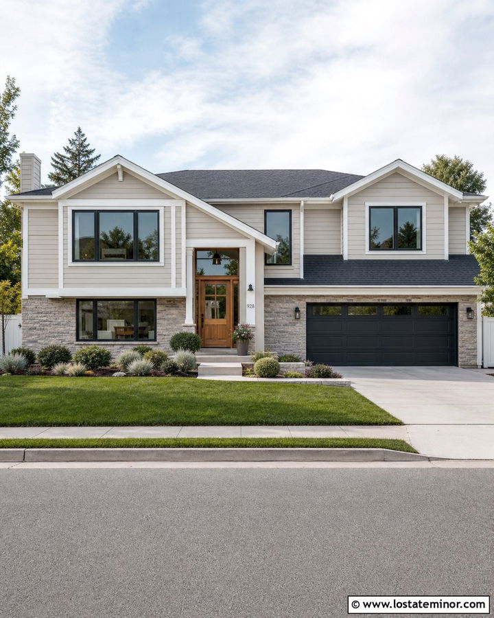 Beige House With Gray Stone Wainscoting - 30 Beige House Design With Wainscoting Ideas